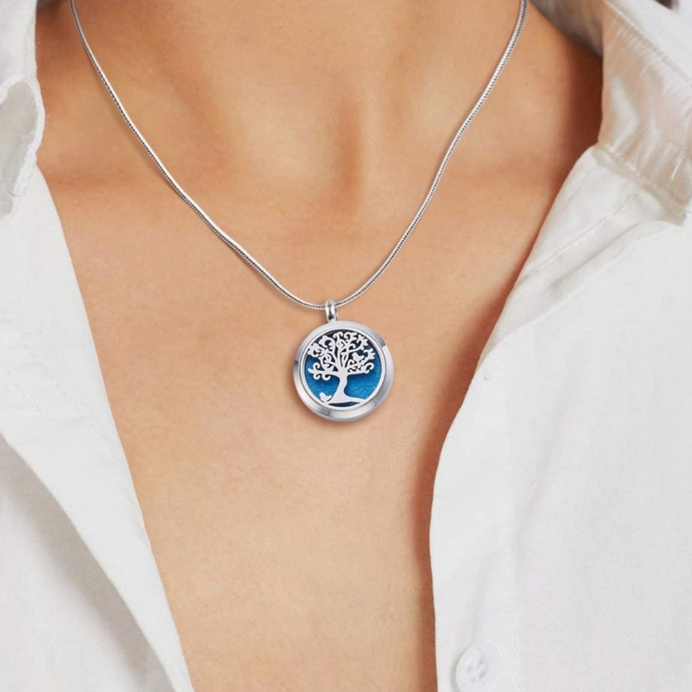 *NEW*‎ FAURORA OIL DIFFUSER NECKLACE SET SILVER